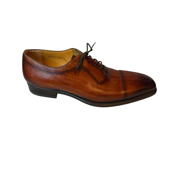 Magnanni Leyton Cap-Toe Oxford Dress Shoes Mens 10.5 Brown Cognac Leather Brogue main image 6